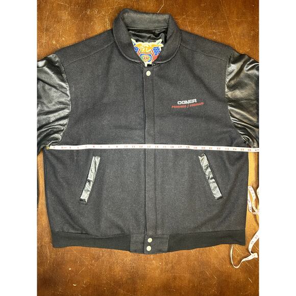 VTG 90s OGNER Motorcars Porche/Ferrari Jeff Hamilton Wool Leather Jacket - Picture 4 of 16